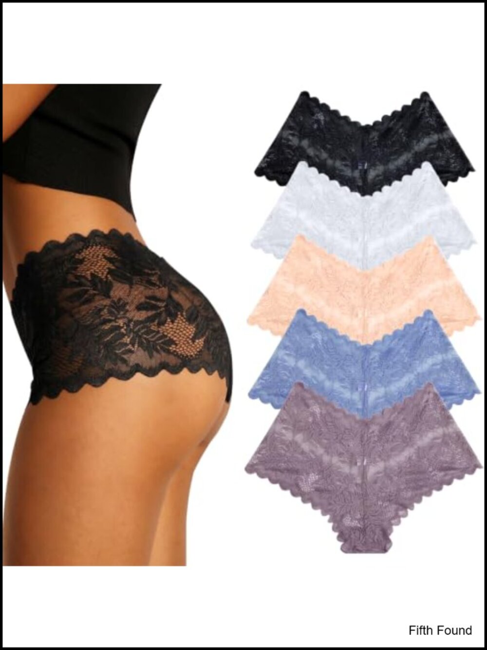 Lace Boyshort Panties Sexy V Waist Cheeky Stretch 5 Pack